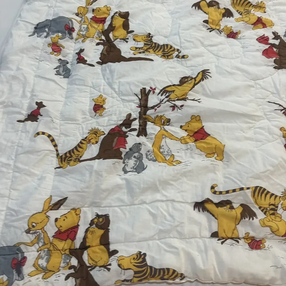 Vintage Winnie the Pooh Friends Comforter Baby Crib Blanket Quilted Thick Sears